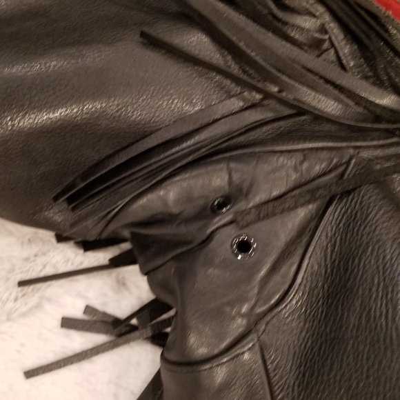 FMC Red Rose Leather Fringe Ladies Jacket - Picture 4 of 8
